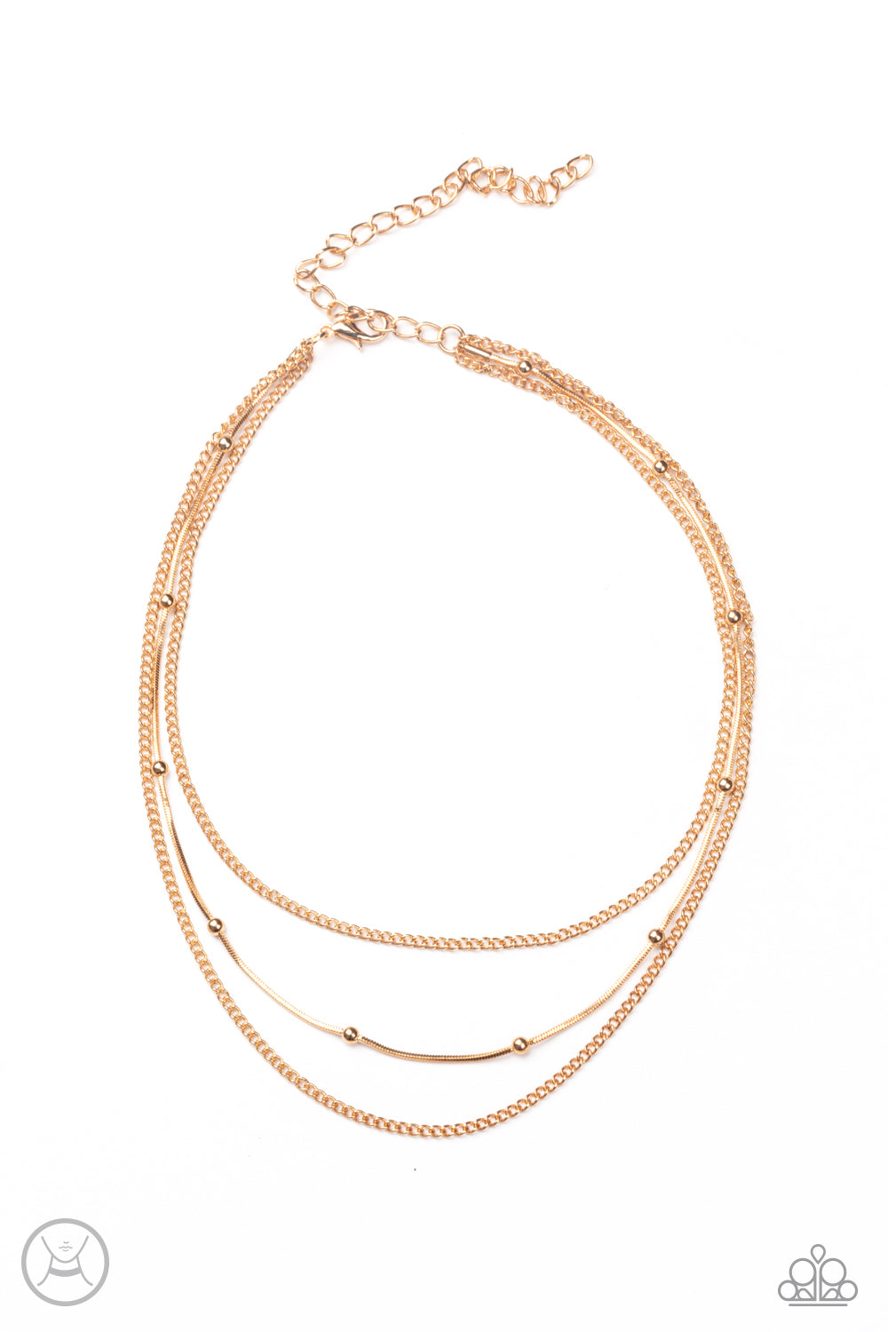 Subtly Stunning - Gold Chain Paparazzi Choker Necklace & matching earrings
