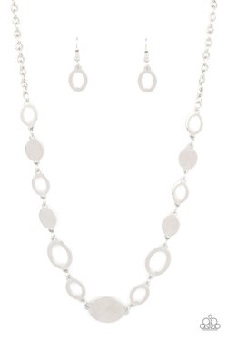 Working OVAL-time - Silver Discs & Oval Frame Paparazzi Necklace & matching earrings