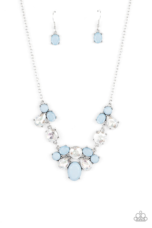 Ethereal Romance - Blue Varying Opacity & Shape Beaded Paparazzi Necklace & matching earrings