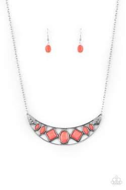Emblazoned Era - Pink Neon Faceted Beaded Paparazzi Necklace & matching earrings