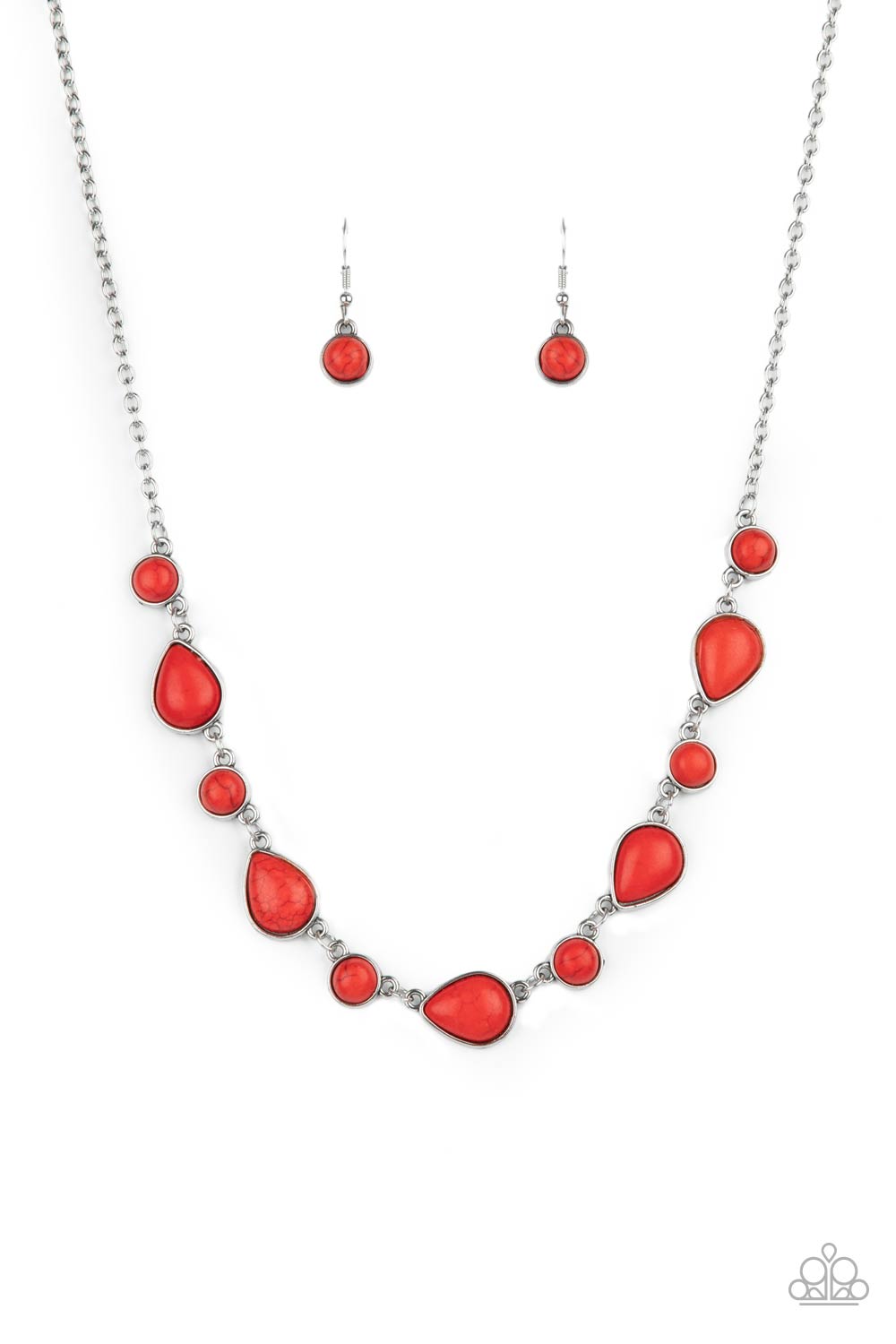 Heavenly Teardrops - Red Round & Teardrop Stone Paparazzi Necklace & earrings