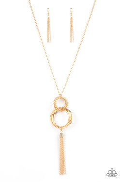 Orbiting Splendor - Gold Linked Hoop/Chain Tassel Paparazzi Pendant Necklace & matching earrings