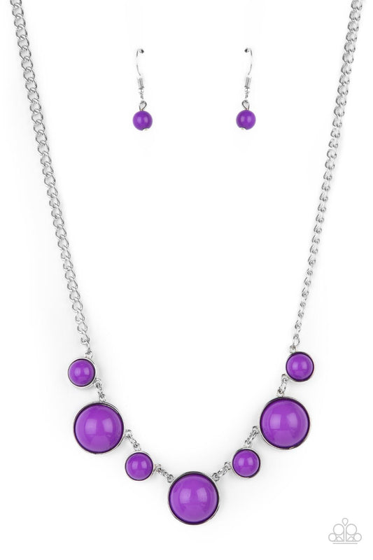 Prismatically POP-tastic - Purple Amethyst Orchid Beaded Paparazzi Necklace & matching earrings