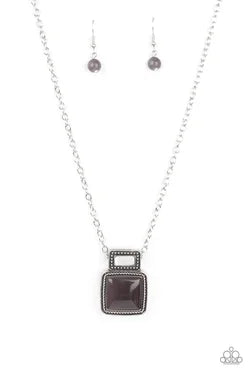 Ethereally Elemental - Silver Shell-Like Accent Paparazzi Pendant Necklace & matching earrings