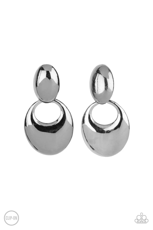 Urban Artistry - Gunmetal Beveled Loop Paparazzi CLIP-ON Earrings