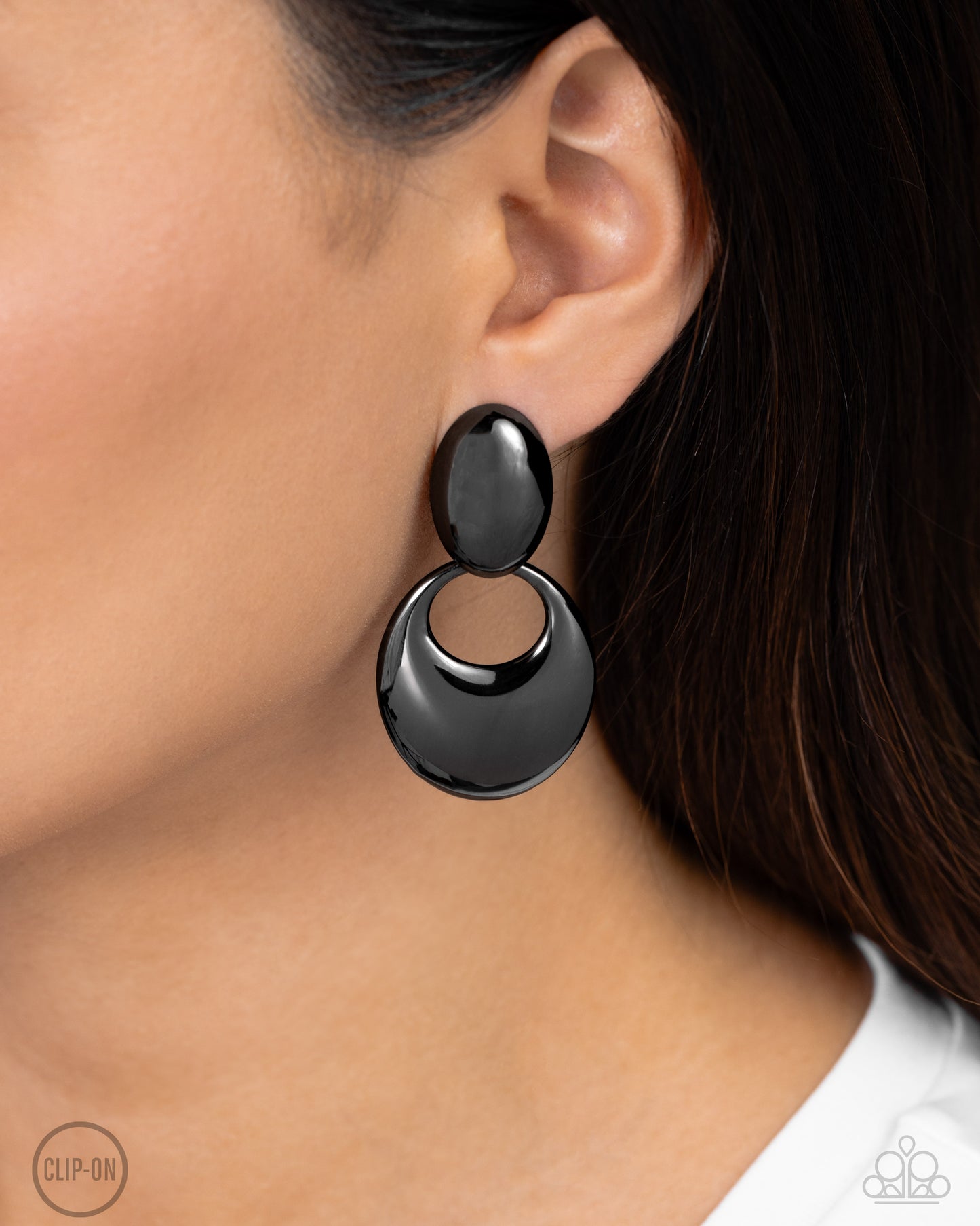 Urban Artistry - Gunmetal Beveled Loop Paparazzi CLIP-ON Earrings