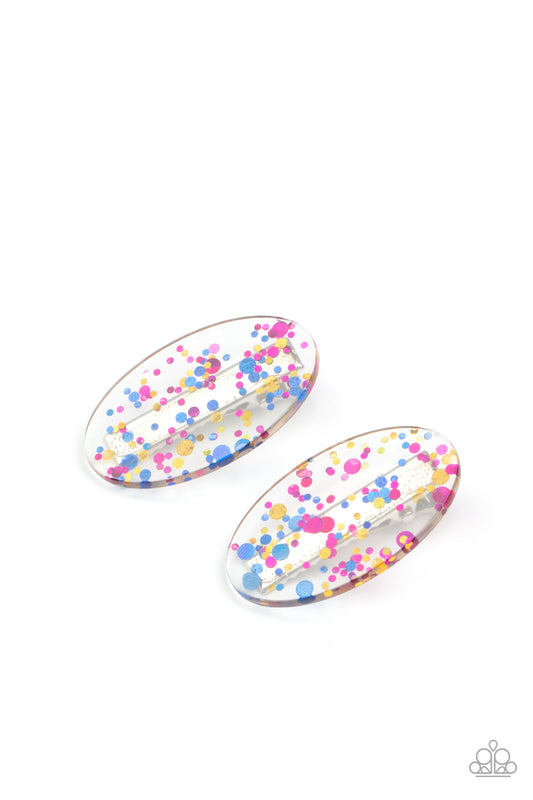 Cake and Confetti - Multicolored Confetti Encased Paparazzi Hair Clips