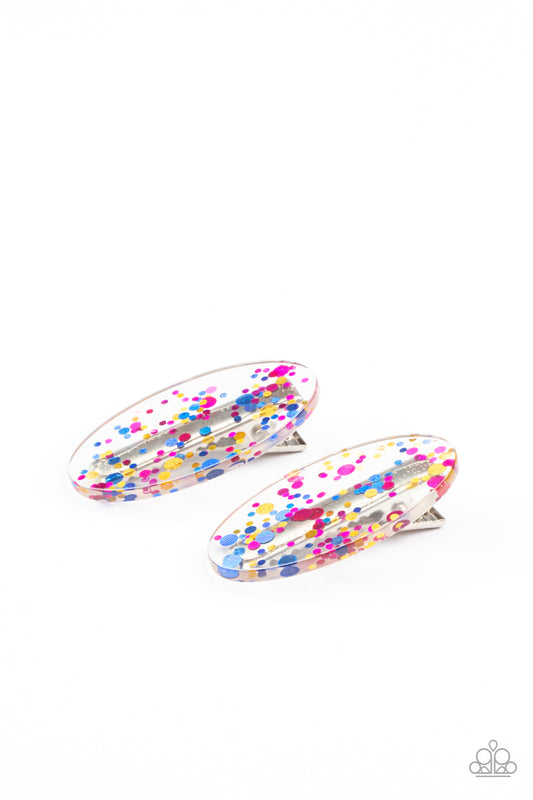 Cake and Confetti - Multicolored Confetti Encased Paparazzi Hair Clips