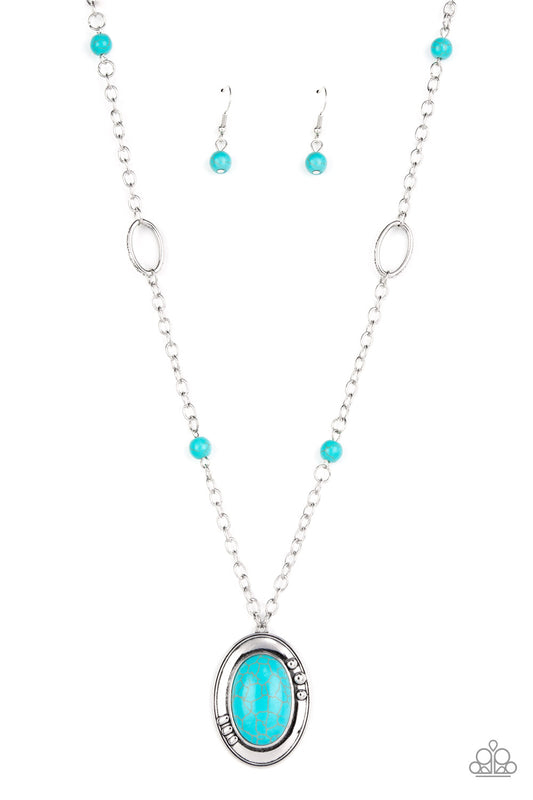 Mojave Meditation - Blue/Turquoise Stone Pendant Paparazzi Necklace & matching earrings