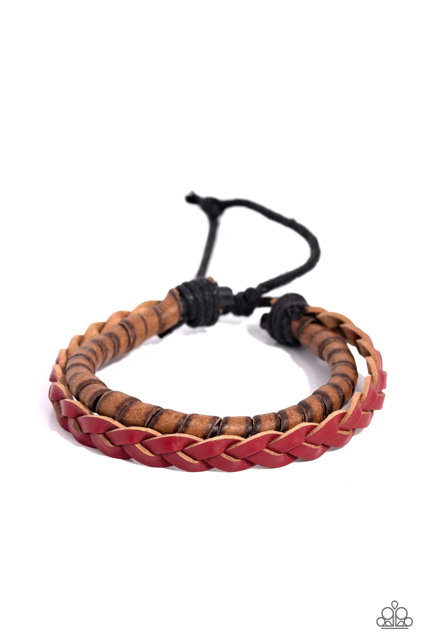 Ranch Hand - Red Braided Leather/Distressed Brown Leather Paparazzi Urban Bracelet