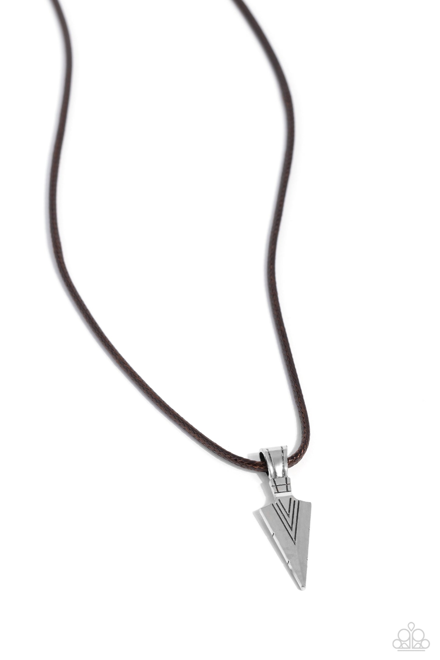 ARROWHEAD Rush - Brown Cording/Silver Arrowhead Pendant Paparazzi Men's Necklace