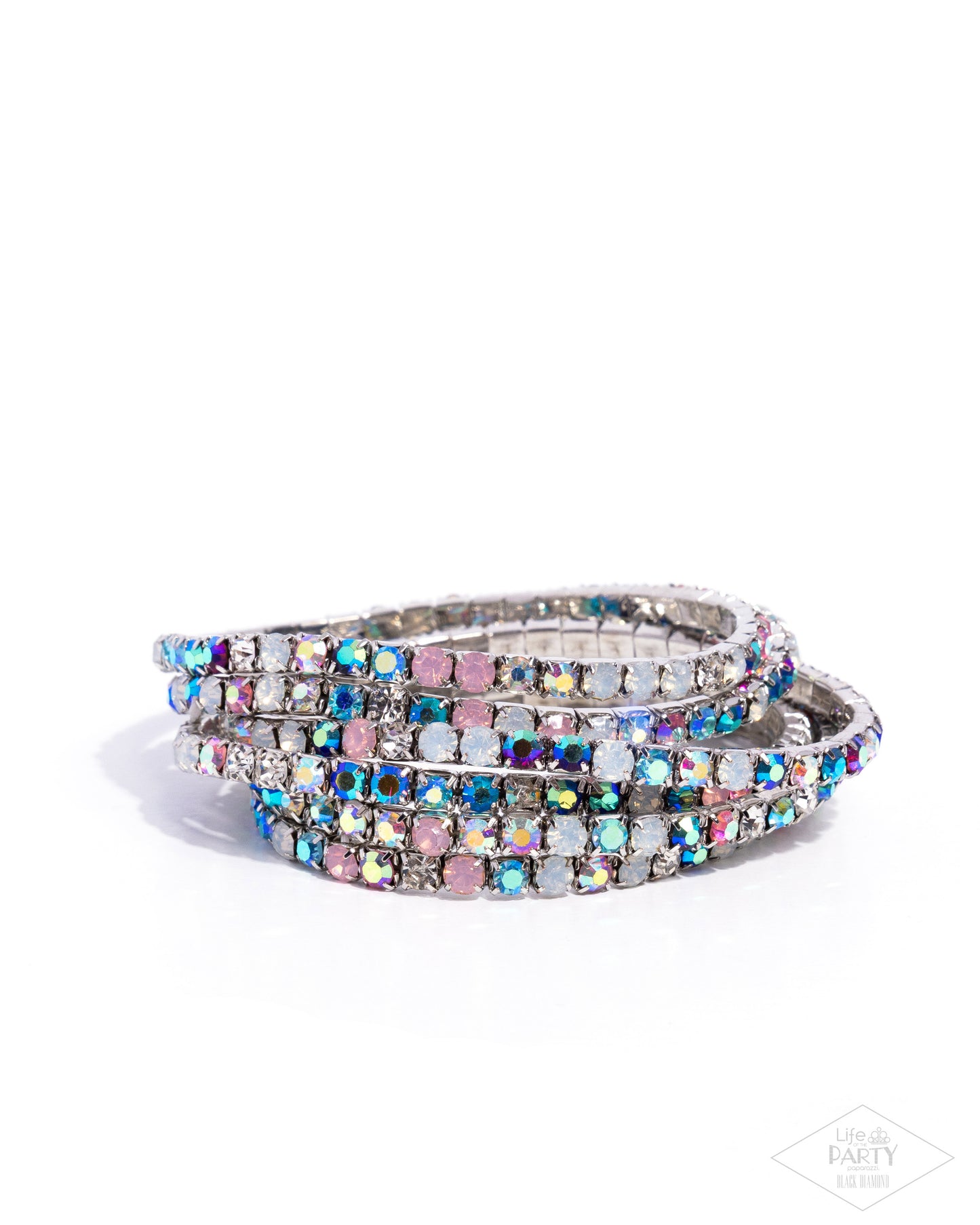 Rock Candy Range - Multicolored Rhinestone Embellished Set of 6 Paparazzi Stretch Bracelets