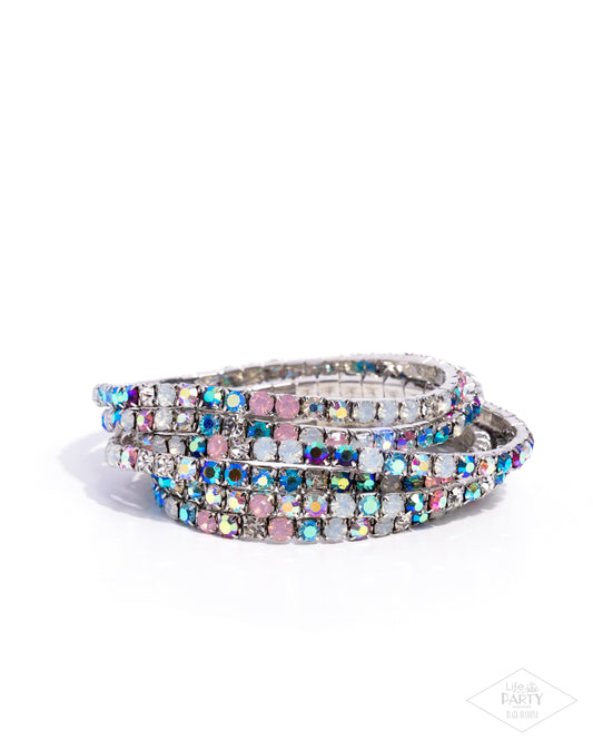 Rock Candy Range - Multicolored Rhinestone Embellished Set of 6 Paparazzi Stretch Bracelets