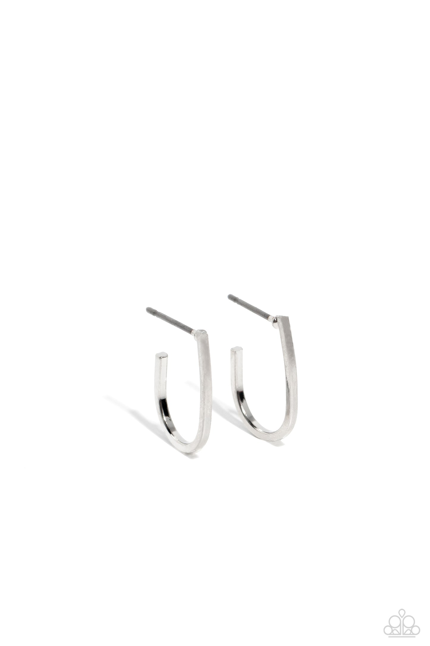 Admirable Arches - Silver Skinny Elongated Hoop Paparazzi Earrings