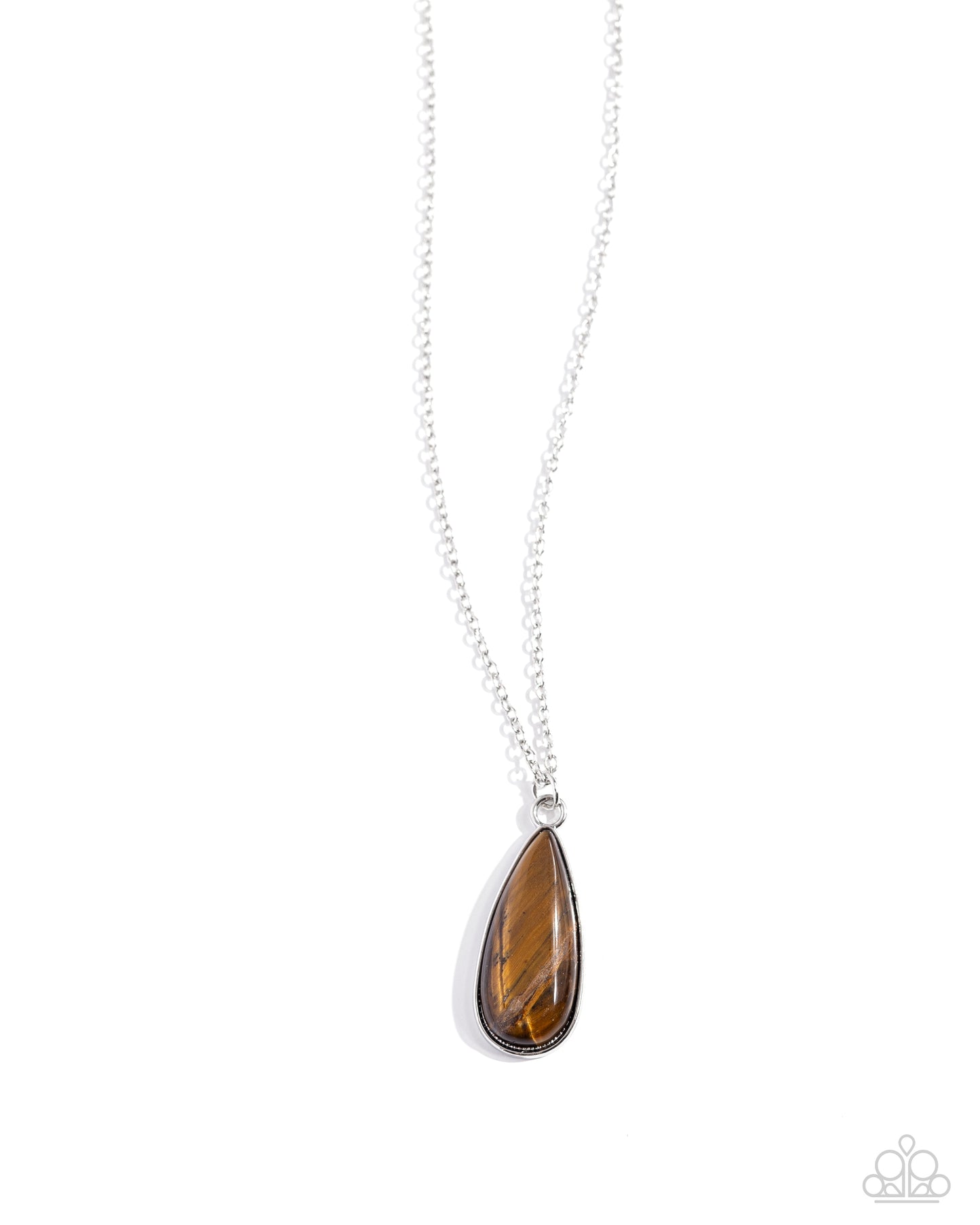 Earthy Enchantment - Brown Tiger's Eye Teardrop Stone Pendant Paparazzi Necklace & matching earrings