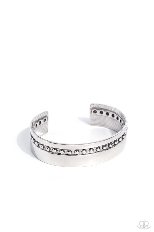 Deco Dune - Silver Studded Silver Cuff Paparazzi Bracelet