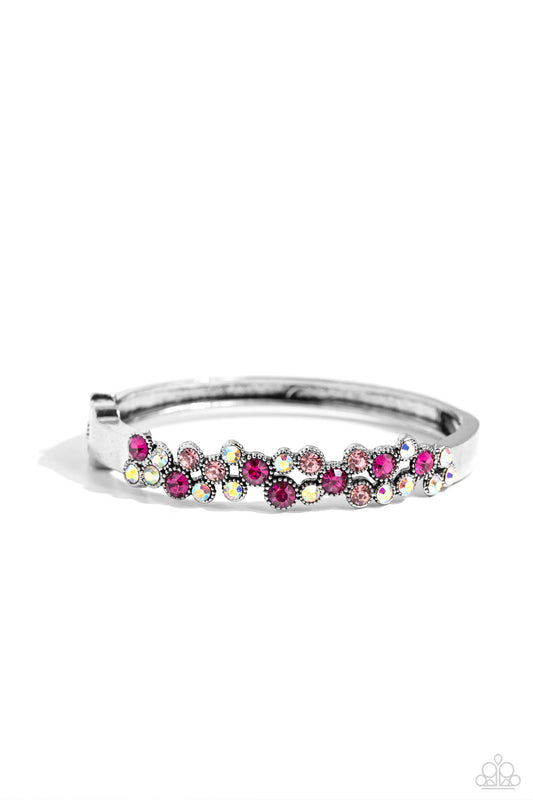 Big City Bling - Pink & Iridescent Rhinestone Paparazzi Hinge Bracelet