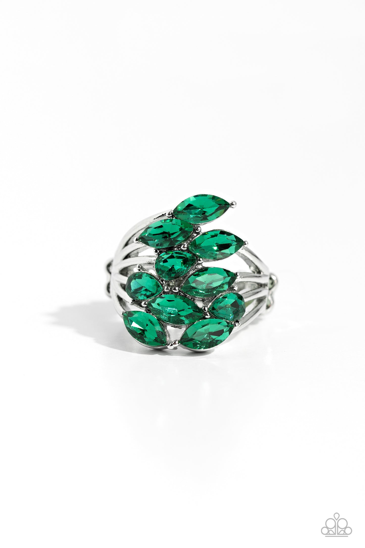 Wave of Whimsy - Green Marquise-Cut & Teardrop-Cut Gems Paparazzi Ring