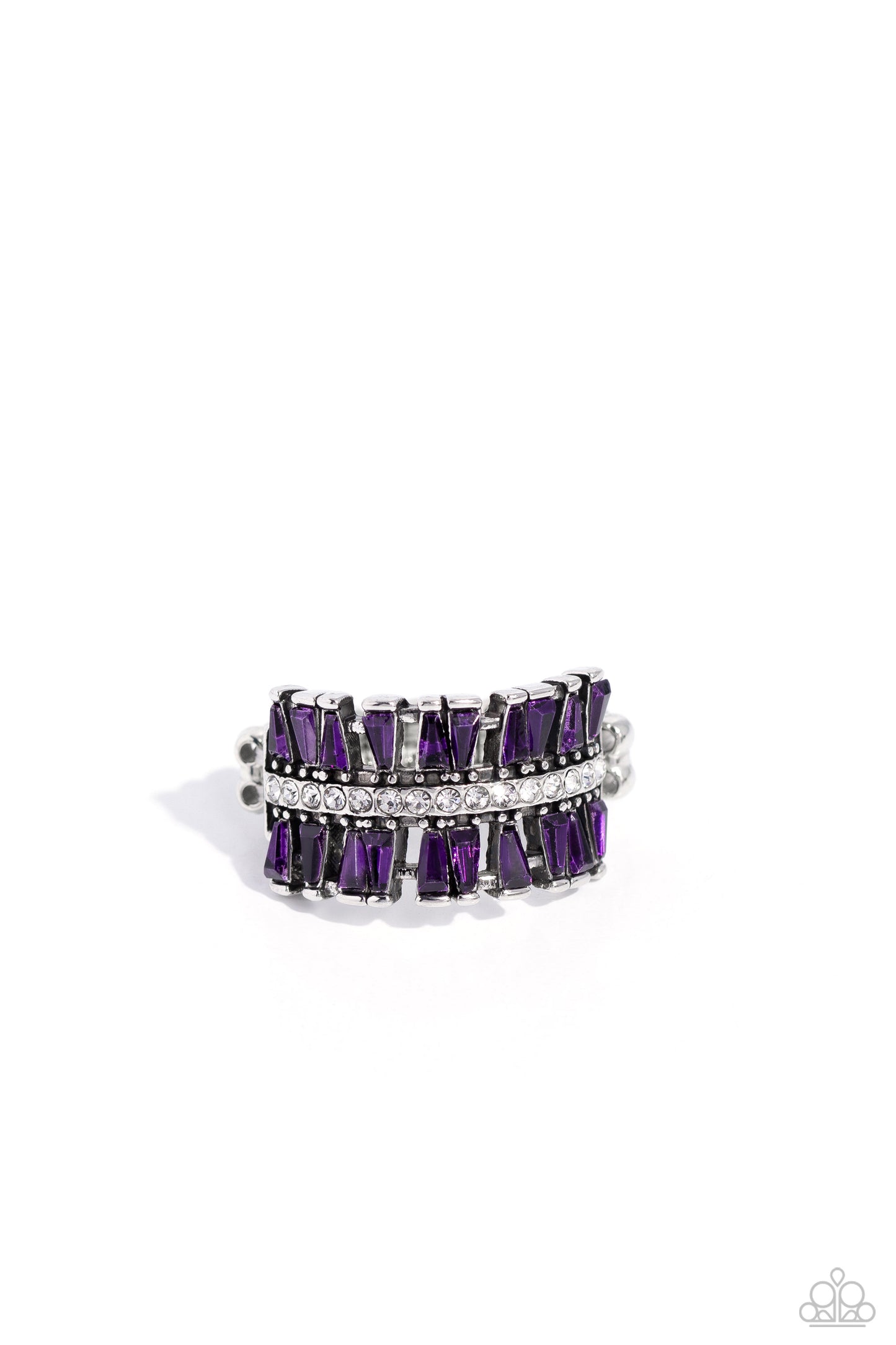 Staggering Stacks - Purple Emerald-Cut Rhinestones Paparazzi Ring