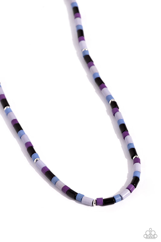 Natural Nonchalance - Black, Purple, Blue, Gray Stone Beaded Paparazzi Necklace & matching earrings