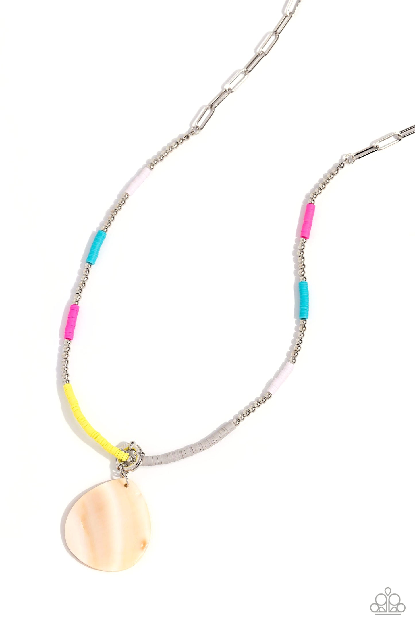 SHELL Me A Story - Multicolored Discs/Teardrop White Shell Paparazzi Necklace & matching earrings