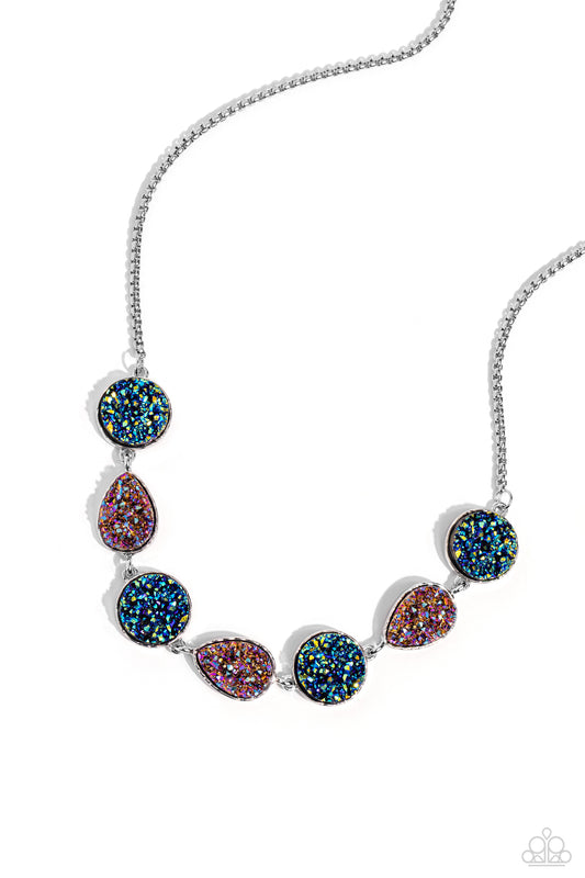 Druzy Demand - Multi Oil Spill/UV Accents Paparazzi Necklace & matching earrings