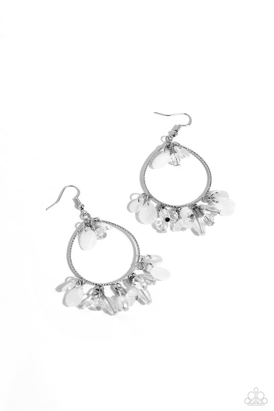 Elite Expression - White Opaque & Clear Beaded Paparazzi Earrings