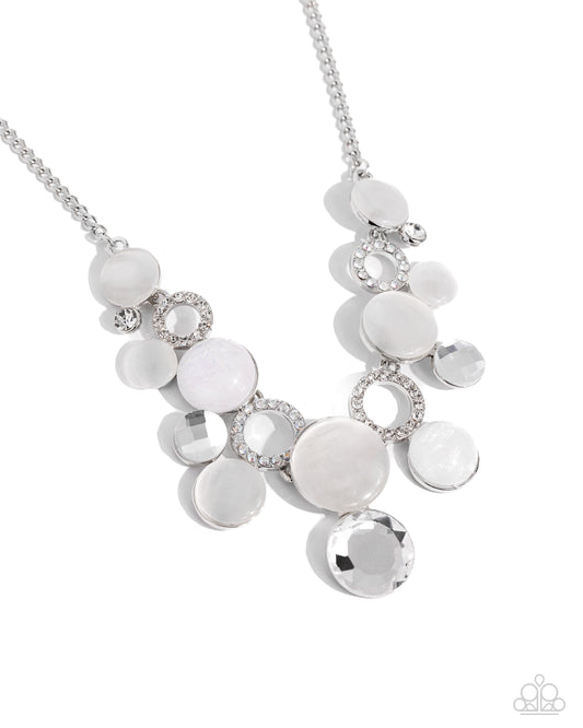 Corporate Color - White Cat's Eye Stones/Rhinestones/Gems Paparazzi Necklace & matching earrings