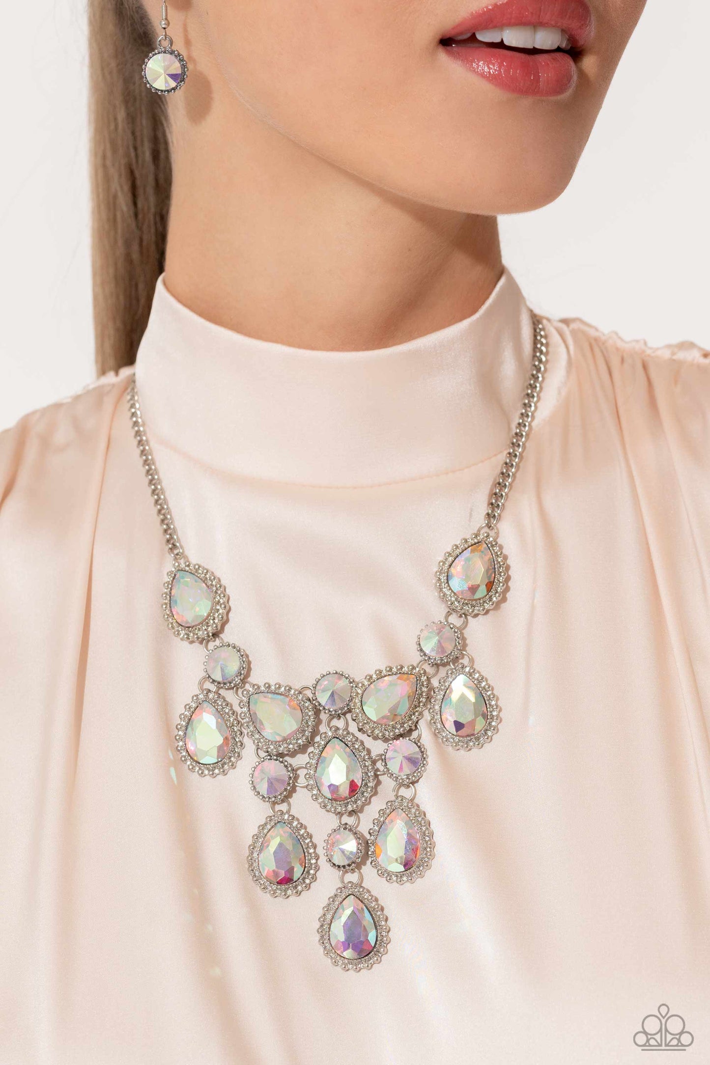 Dripping in Dazzle - Multi Iridescent Gem Paparazzi Necklace & matching earrings