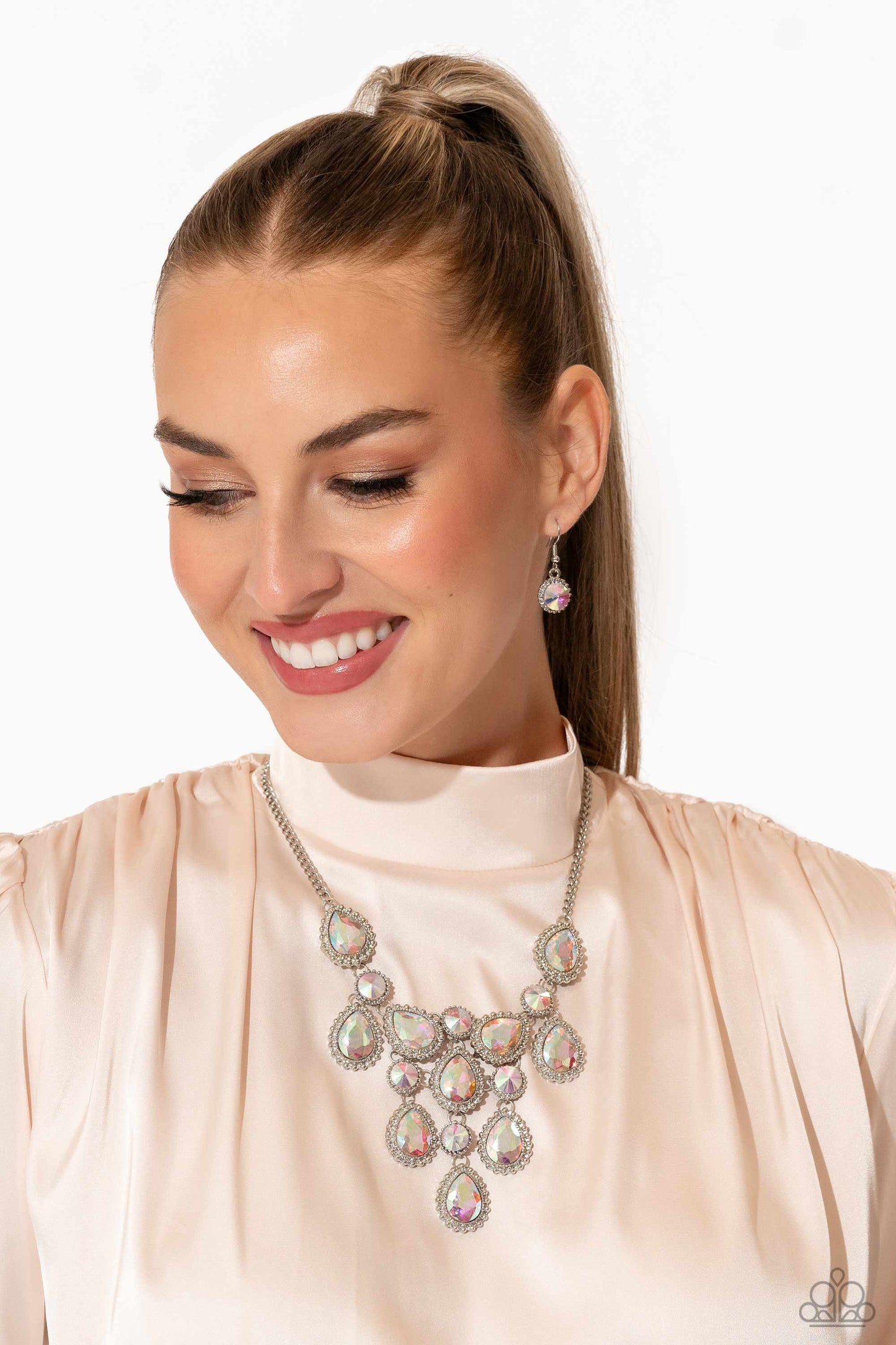 Dripping in Dazzle - Multi Iridescent Gem Paparazzi Necklace & matching earrings