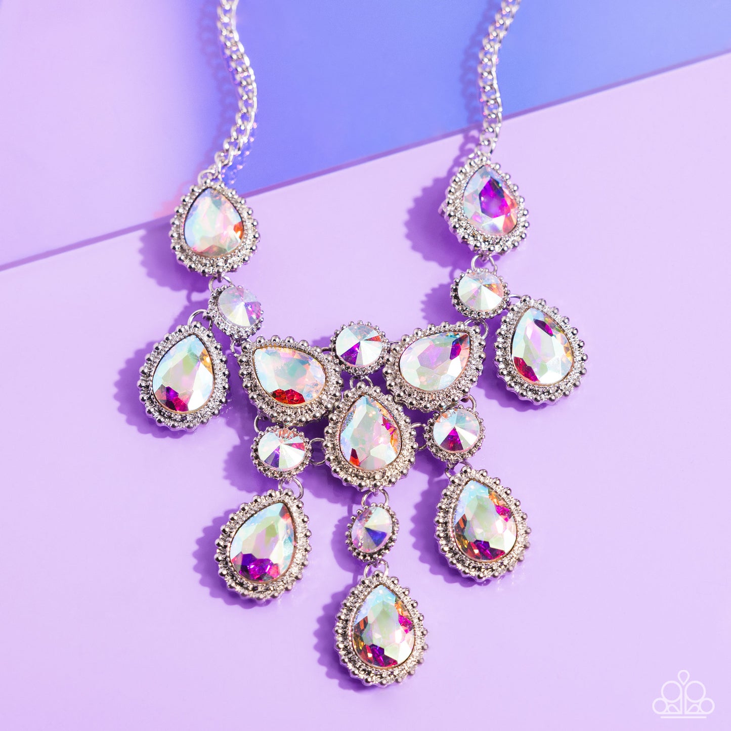 Dripping in Dazzle - Multi Iridescent Gem Paparazzi Necklace & matching earrings