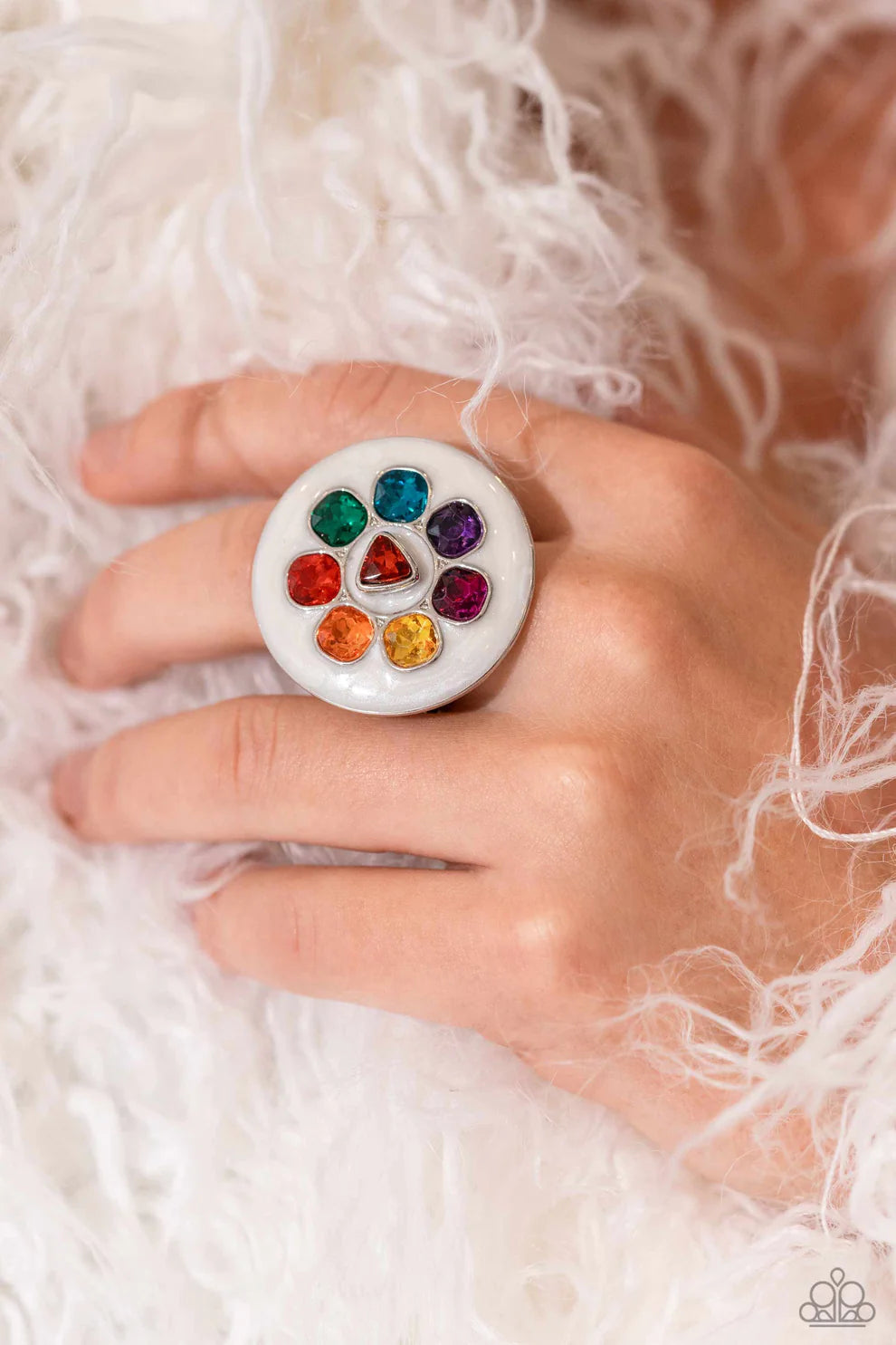 Captivating Centerpiece - Multi Colored Gems Paparazzi Ring