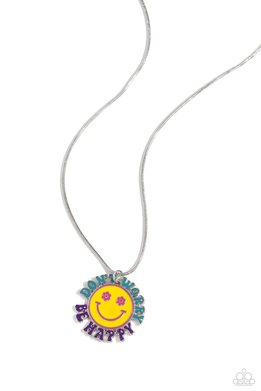 Don't Worry, Stay Happy - Multi Colored "Don't Worry Be Happy'  Pendant Paparazzi Necklace & matching earrings