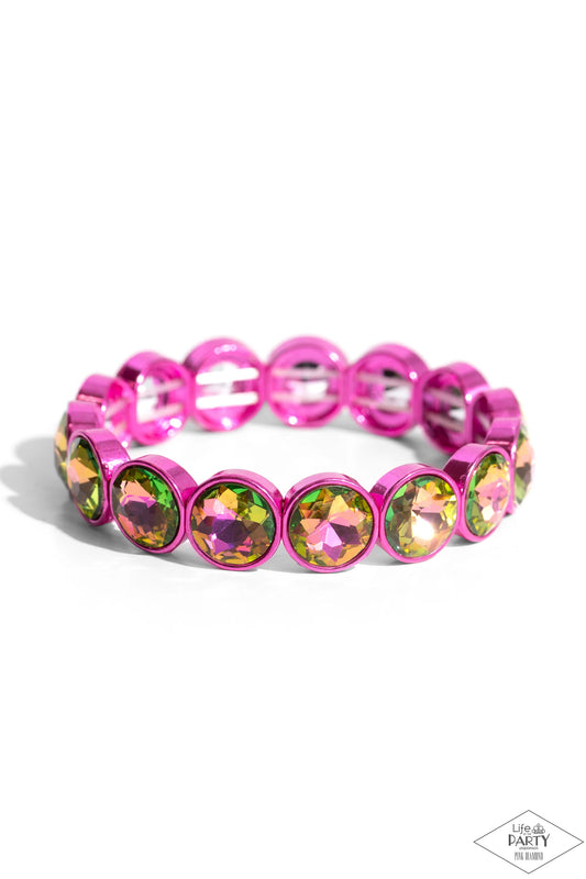 Radiant on Repeat - Pink UV Rhinestones/Pink Electric Fittings Paparazzi Stretch Bracelet