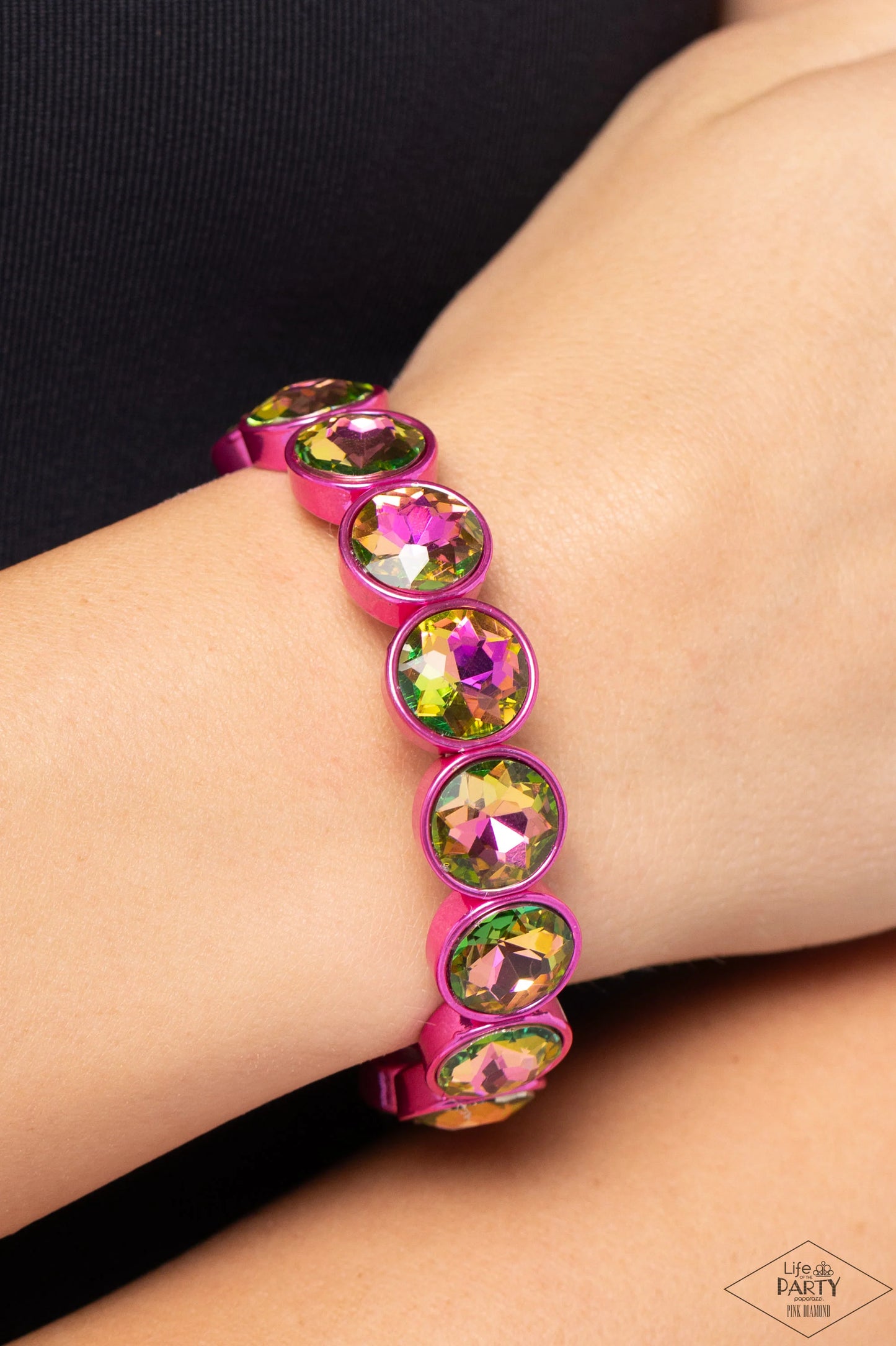 Radiant on Repeat - Pink UV Rhinestones/Pink Electric Fittings Paparazzi Stretch Bracelet