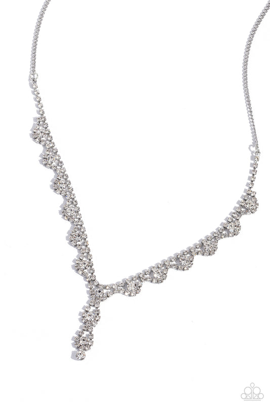 Executive Embellishment - White Rhinestone Arches Paparazzi Necklace & matching earrings