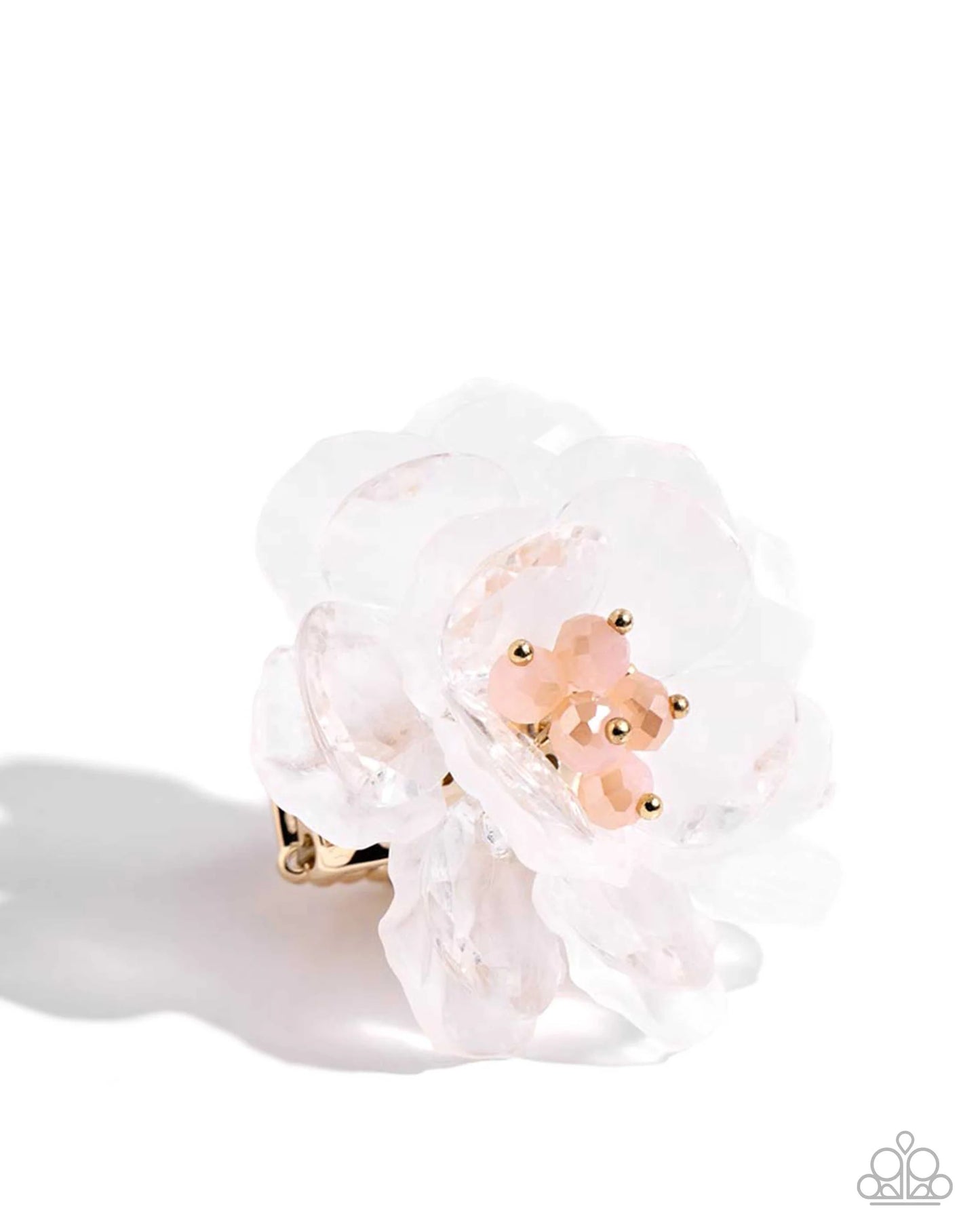 Petal Privilege - White Acrylic Flower Paparazzi Ring