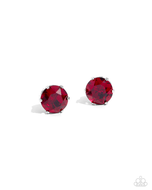 Breathtaking Birthstone - Red Garnett Rhinestone Paparazzi Post Earrings