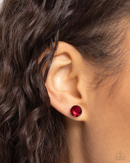 Breathtaking Birthstone - Red Garnett Rhinestone Paparazzi Post Earrings