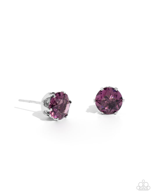 Breathtaking Birthstone - Purple Rhinestone February Birthstone Paparazzi Post Earrings