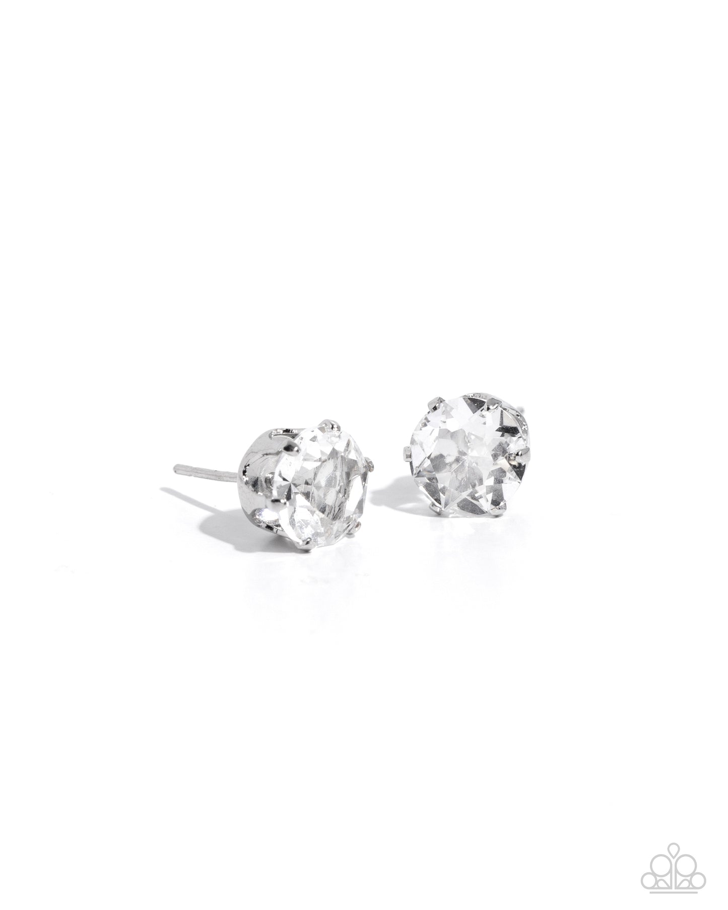 Breathtaking Birthstone - White Rhinestone April Birthstone Paparazzi Post Earrings