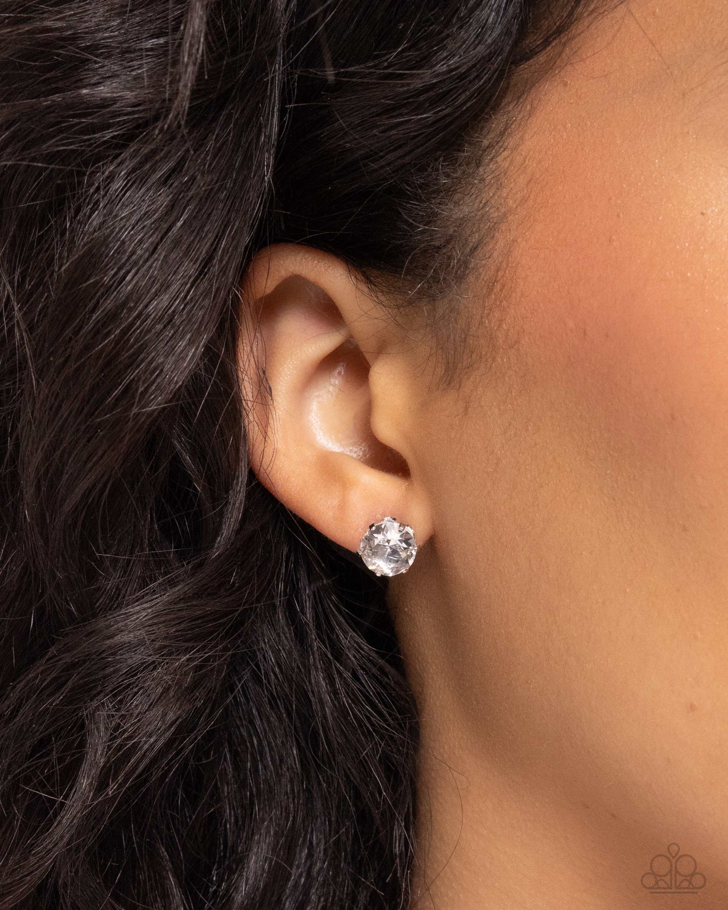 Breathtaking Birthstone - White Rhinestone April Birthstone Paparazzi Post Earrings