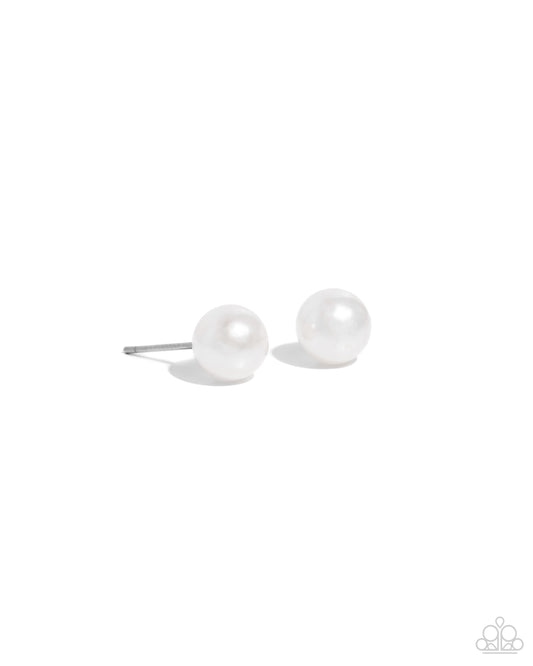 Breathtaking Birthstone - White Pearl June Birthstone Paparazzi Post Earrings