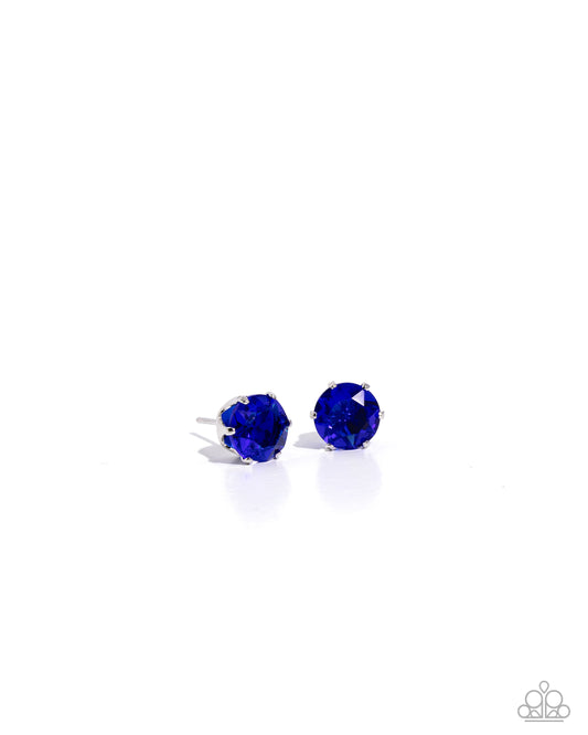 Breathtaking Birthstone - Blue Sapphire Rhinestone September Birthstone Paparazzi Post Earrings