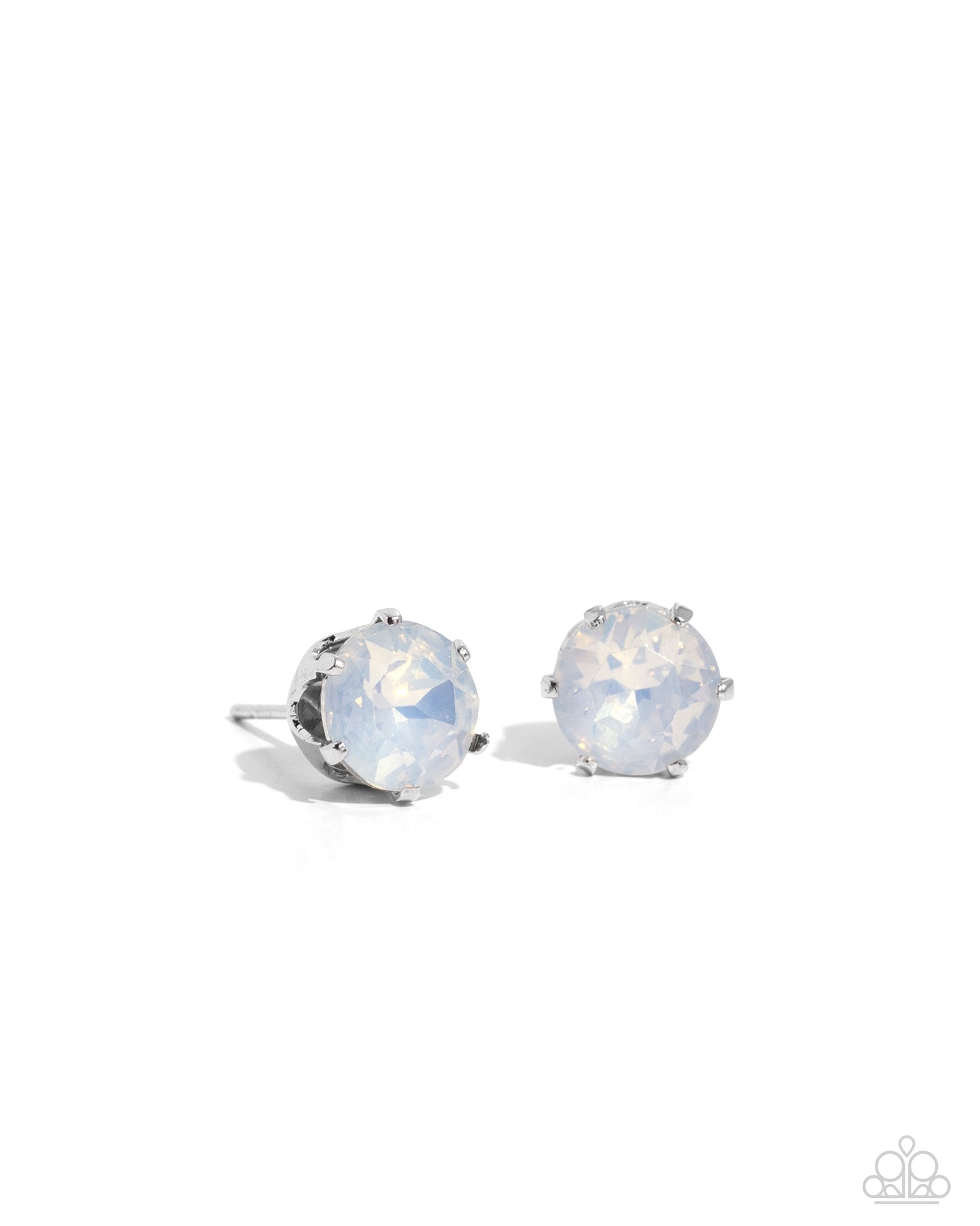 Breathtaking Birthstone - White Opalescent October Rhinestone Paparazzi Post Earrings