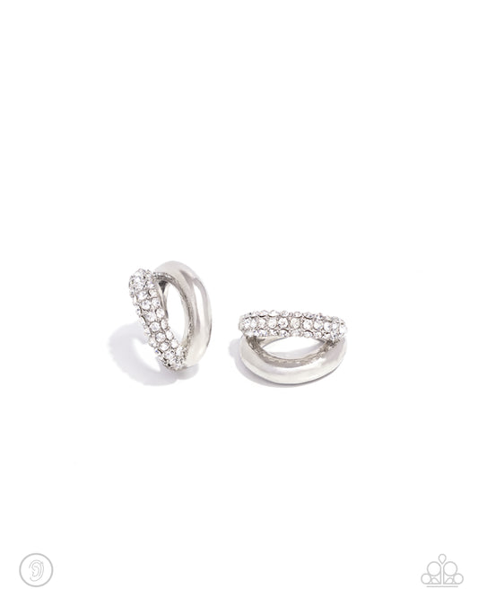 Sizzling Spotlight - White Rhinestone Embossed Paparazzi Ear Cuff Earrings