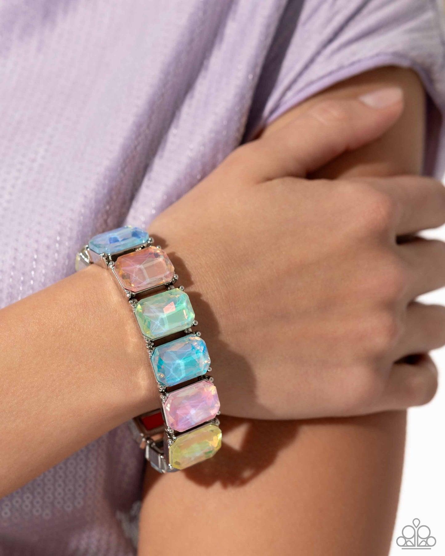 Glamorous Getaway - Multi Colored Opalescent Gems Paparazzi Stretch Bracelet