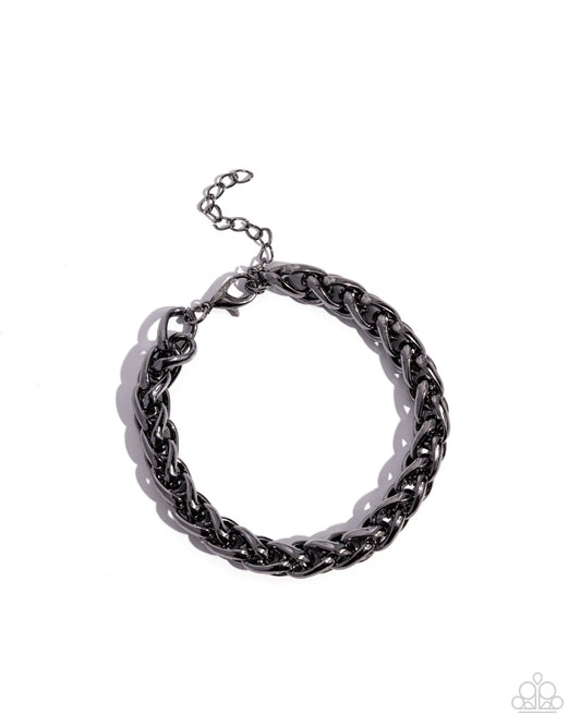 Effortlessly Edgy - Gunmetal Thick Chain Paparazzi Adjustable Bracelet