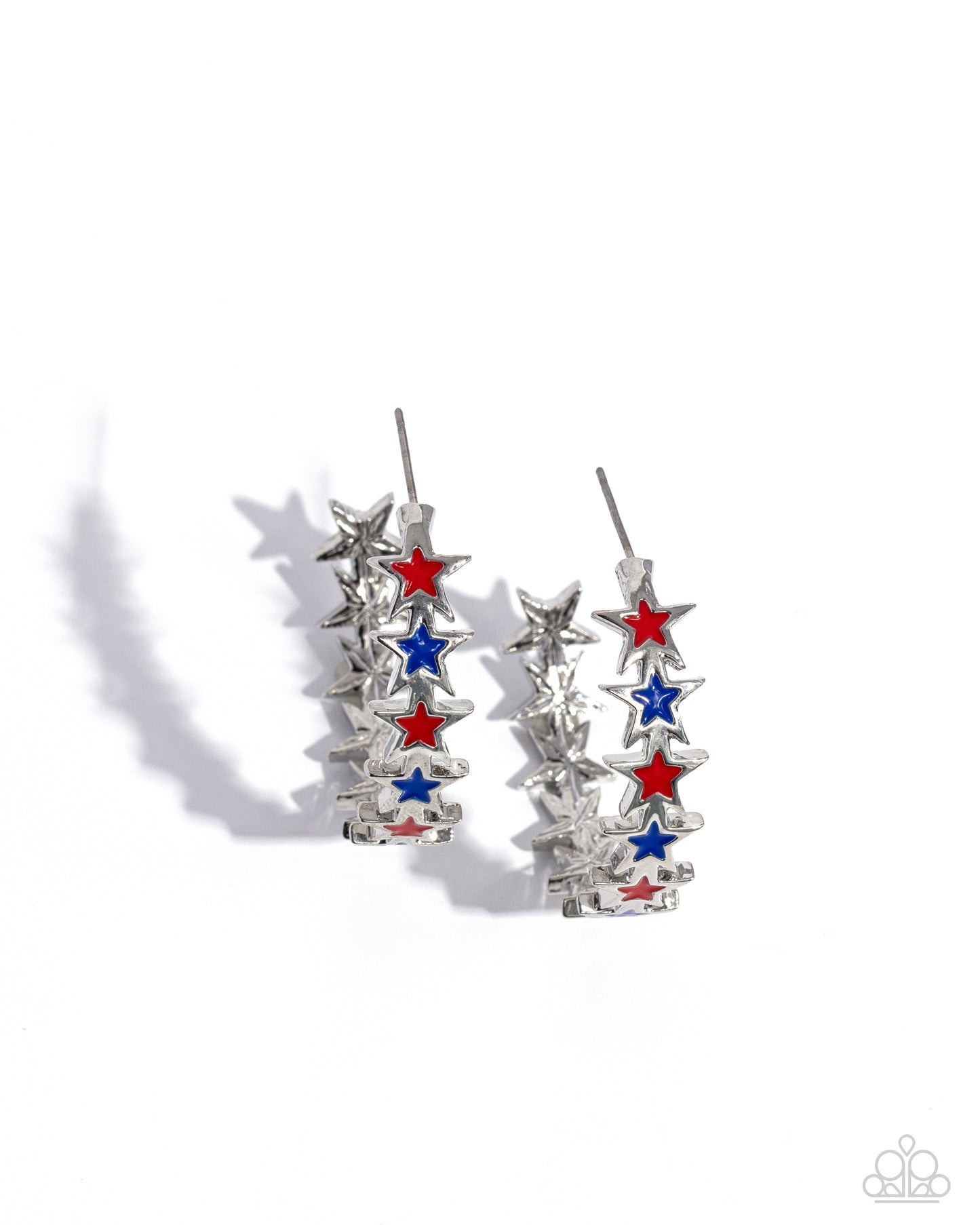 Star Spangled Statement - Multicolored Stars Paparazzi Hoop Earrings
