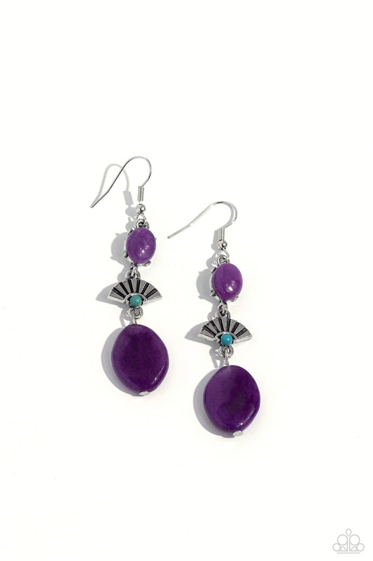 Creative Cascade - Purple Stones/Silver Fan Paparazzi Earrings